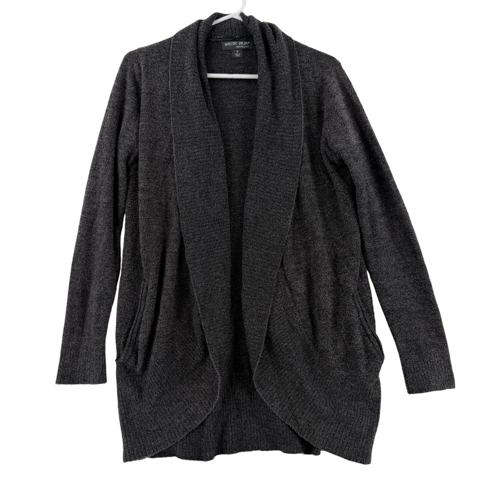 Barefoot‎ Dreams Cardigan Sweater Womens Medium Gray CozyChic Lite Open Front